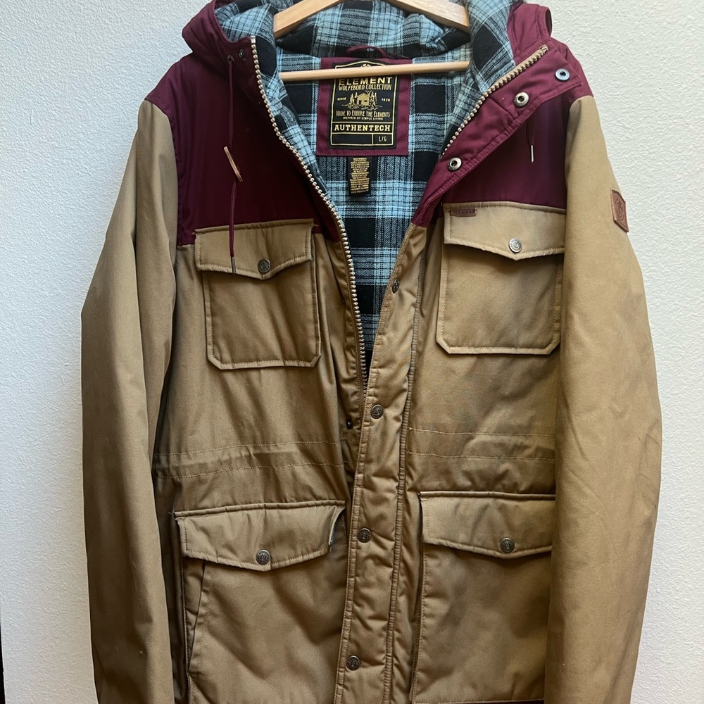 Element Men's Maroon and Tan Insulated Field Jacket